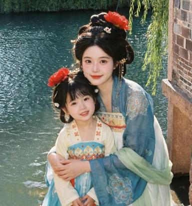 西安妈妈拍的汉服妆造，亲子写真这样安排出片